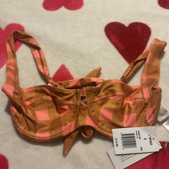 NWT L*Space Camellia Bikini Top Gingham Seaesta Surf - Picture 8 of 10